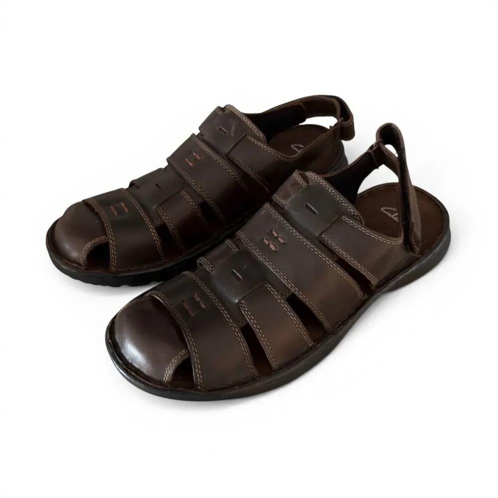 Clarks Swing Sky Mens 11M Brown Leather Fisherman Sandals Comfort 26068017